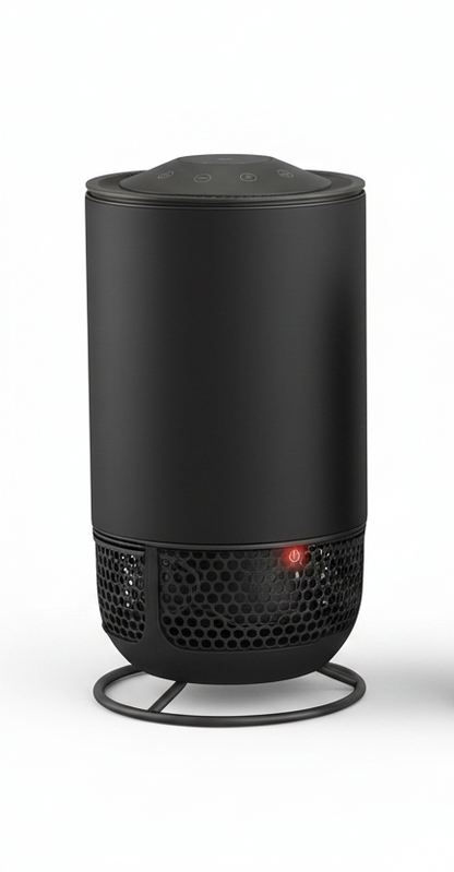Lux Aeroguard 360° Large air purifier on black metal stand — white background
