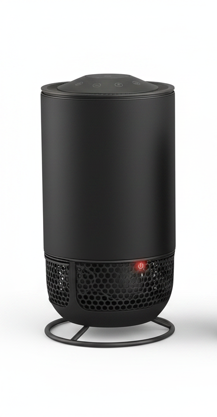 Lux Aeroguard 360° Large air purifier on black metal stand — white background