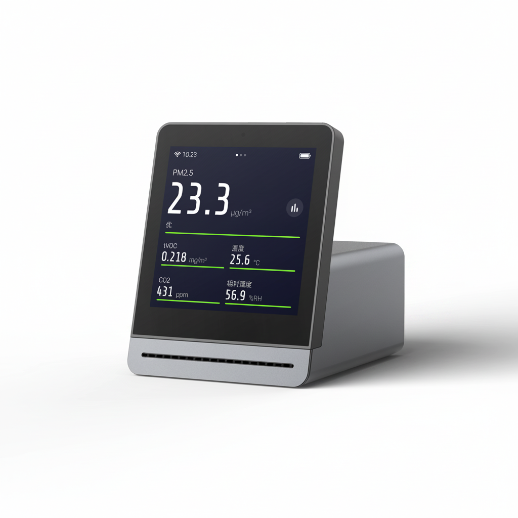QP Pro Air Quality Monitor on a clean white background