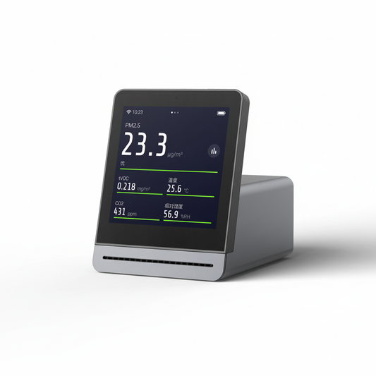 QP Pro Air Quality Monitor on a clean white background