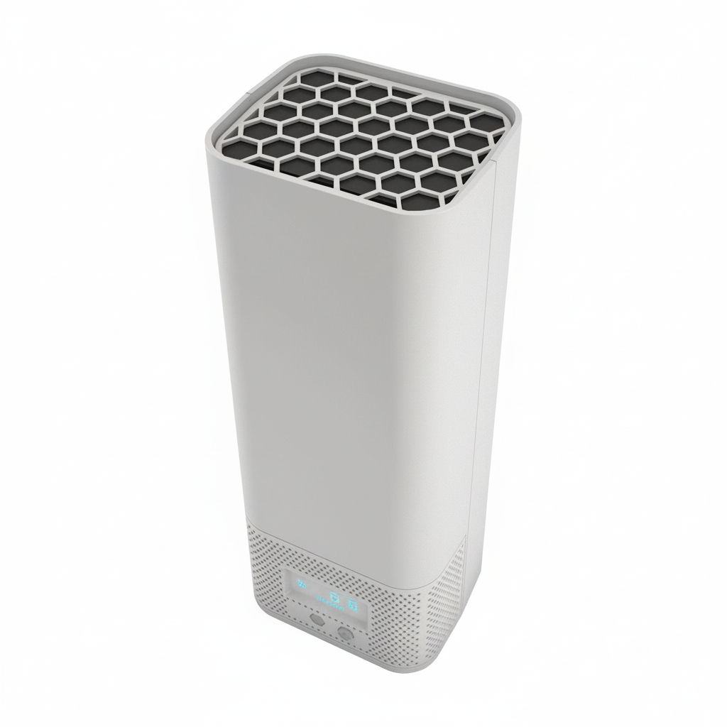Hextio air purifier alternate view on a clean white background