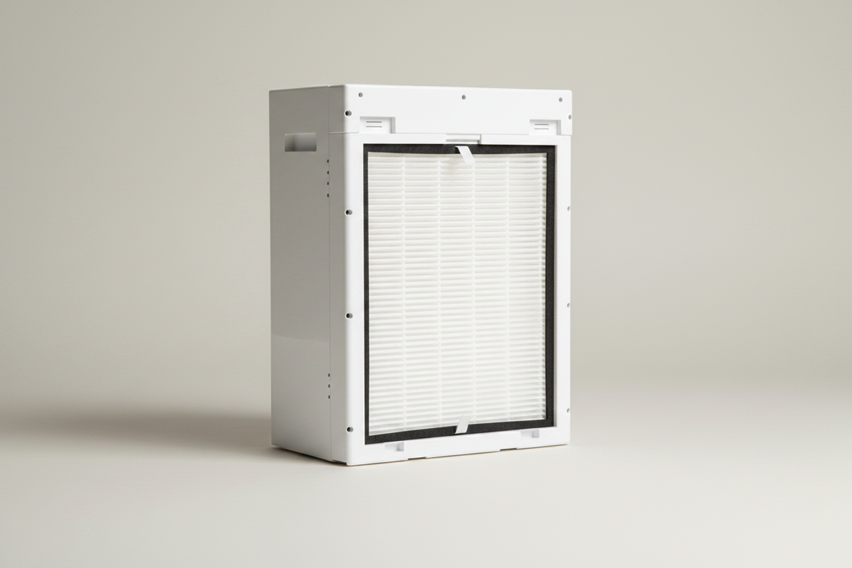 Smart Air SA600 HEPA replacement filter fitted inside the purifier