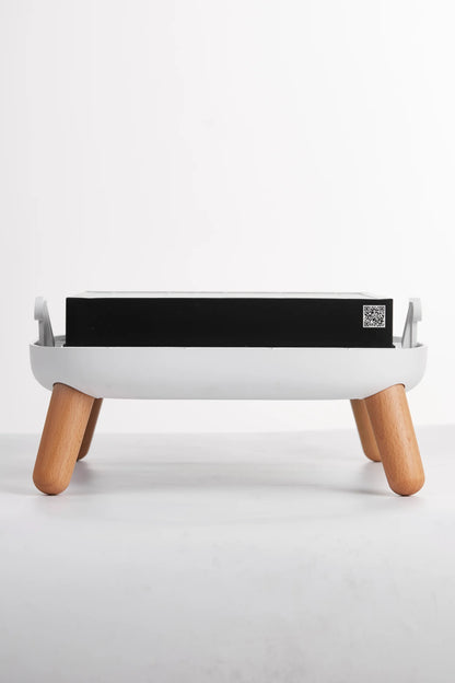 Smart Air Sqair HEPA E12 air purifier — angled view on wooden legs